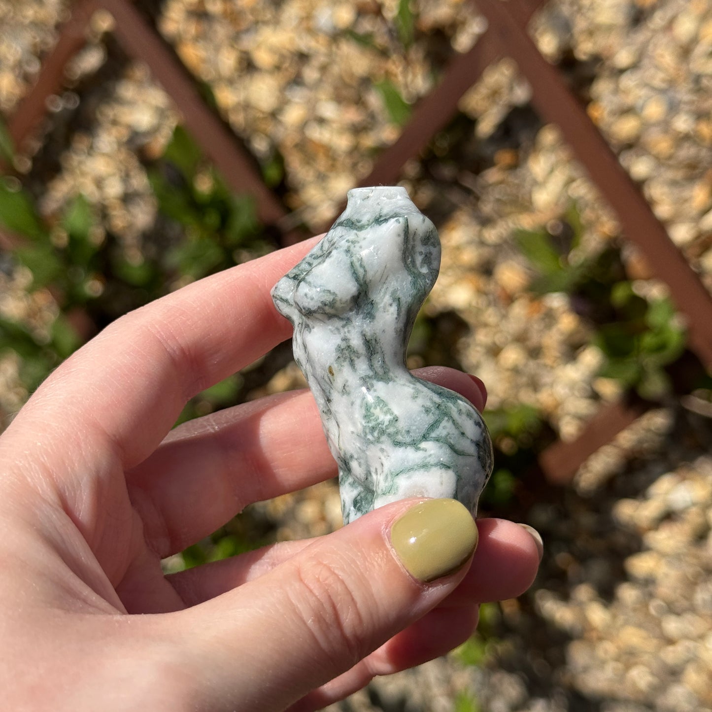 Moss Agate Female Body Carving