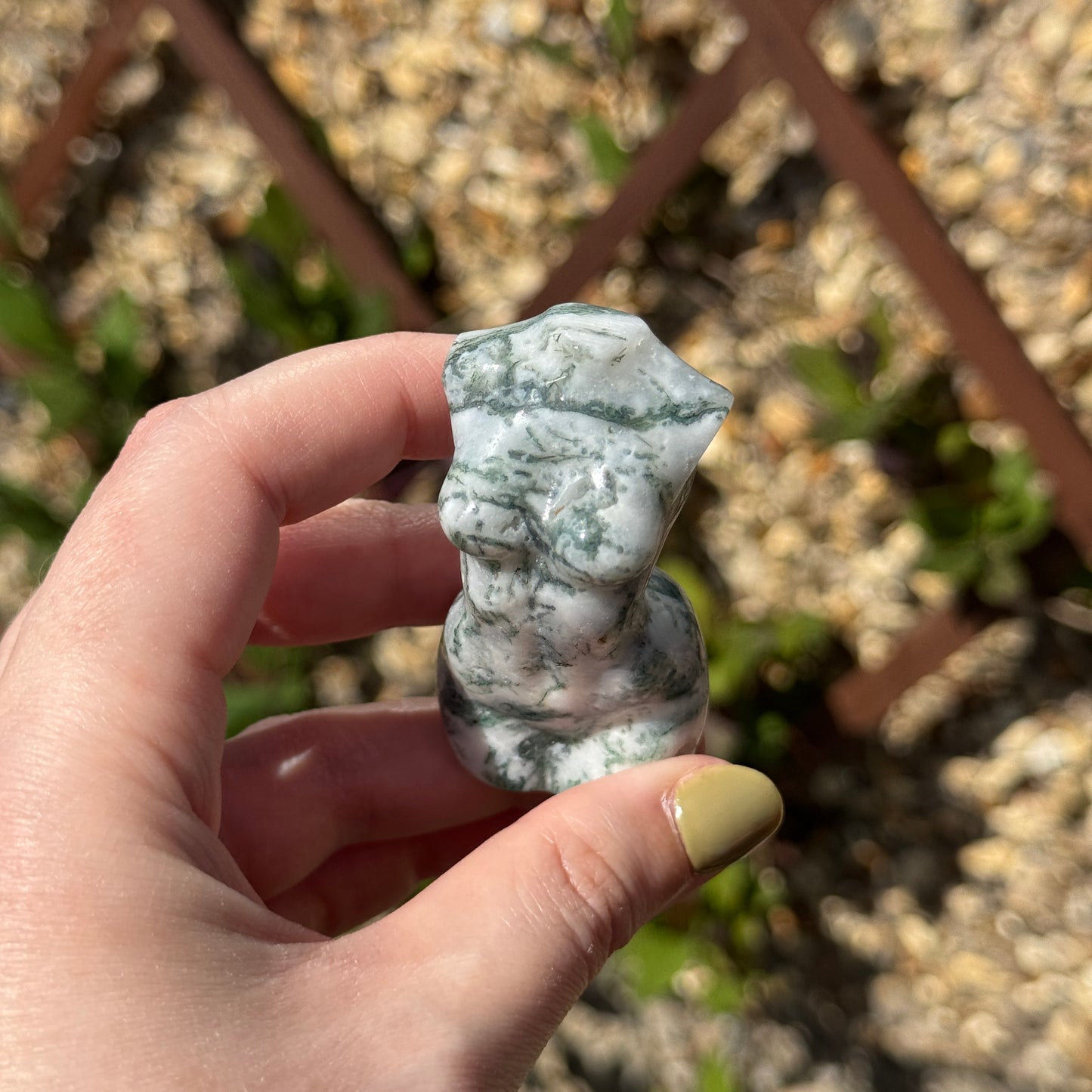 Moss Agate Female Body Carving