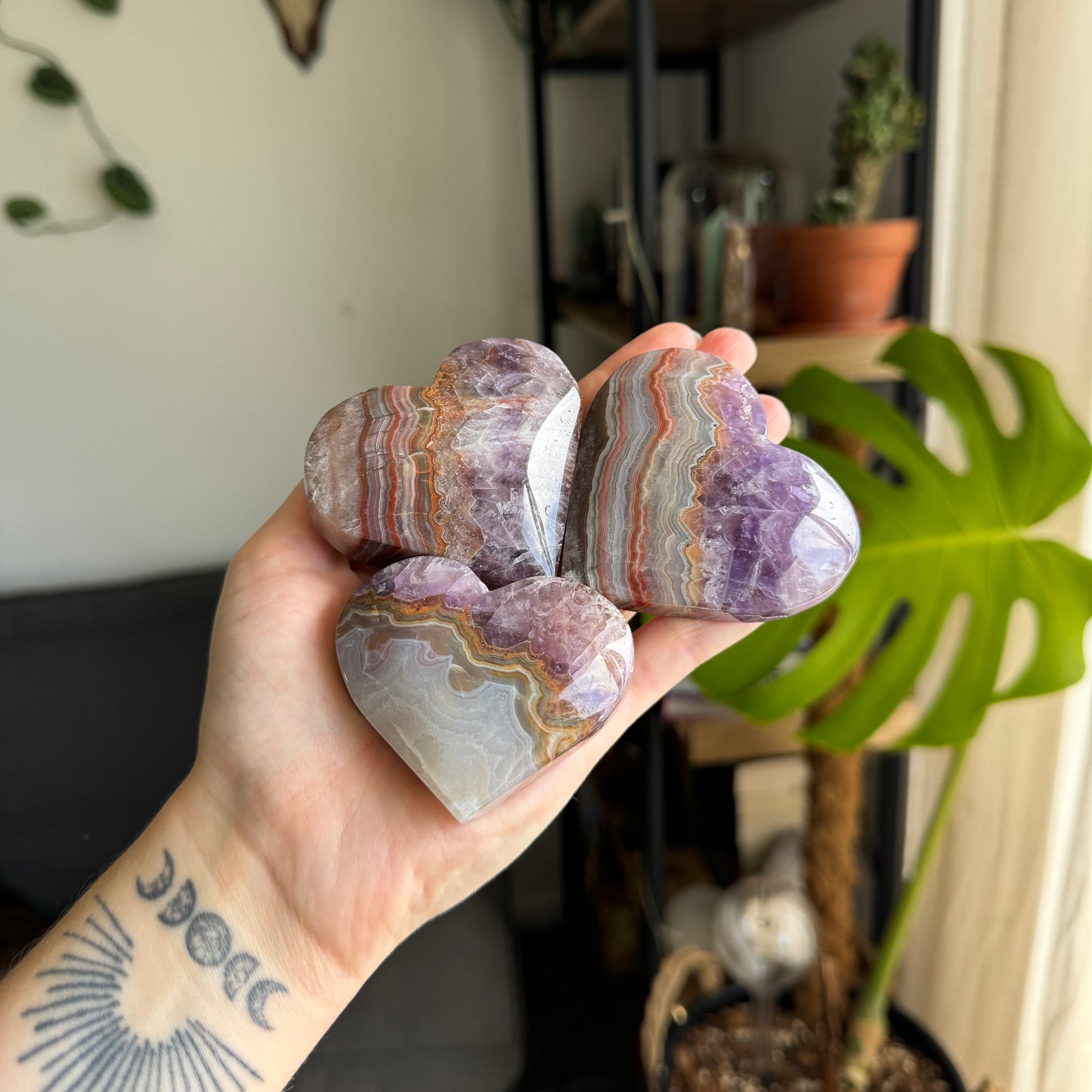 Mexican Amethyst Agate Hearts