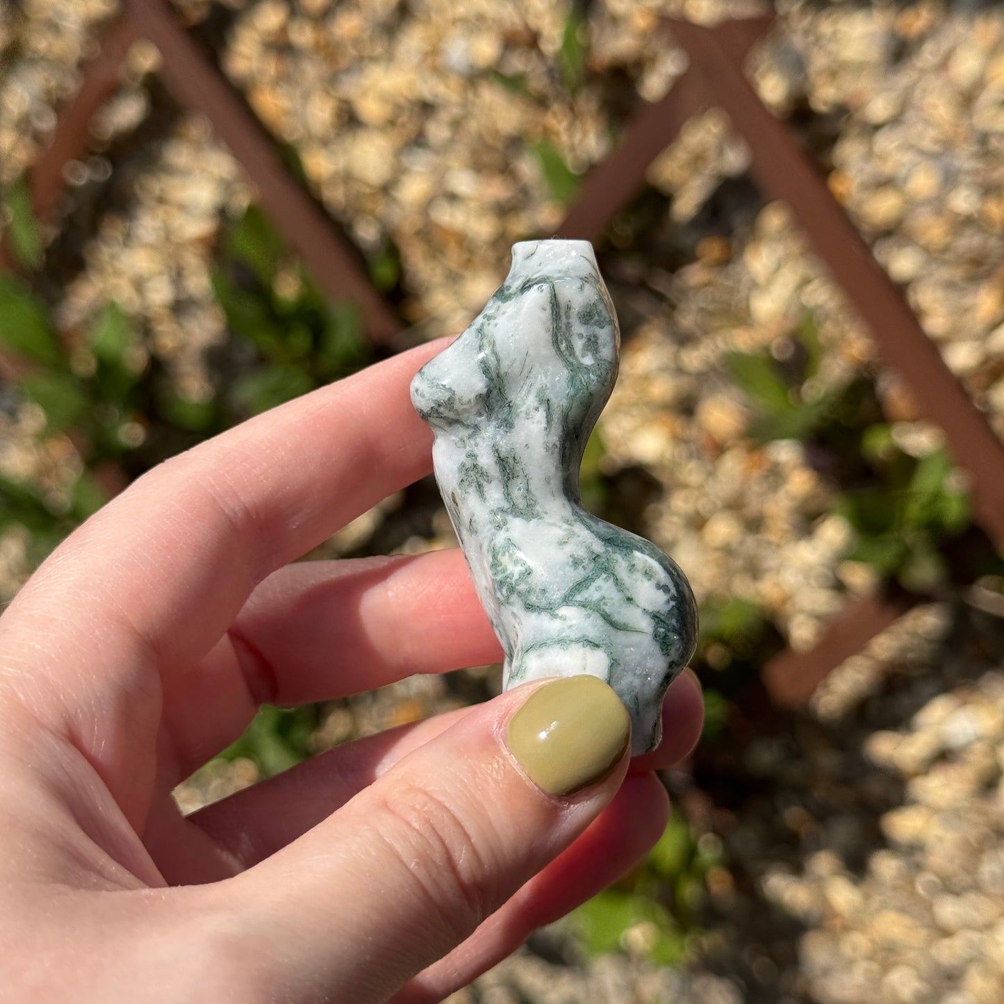 Moss Agate Female Body Carving