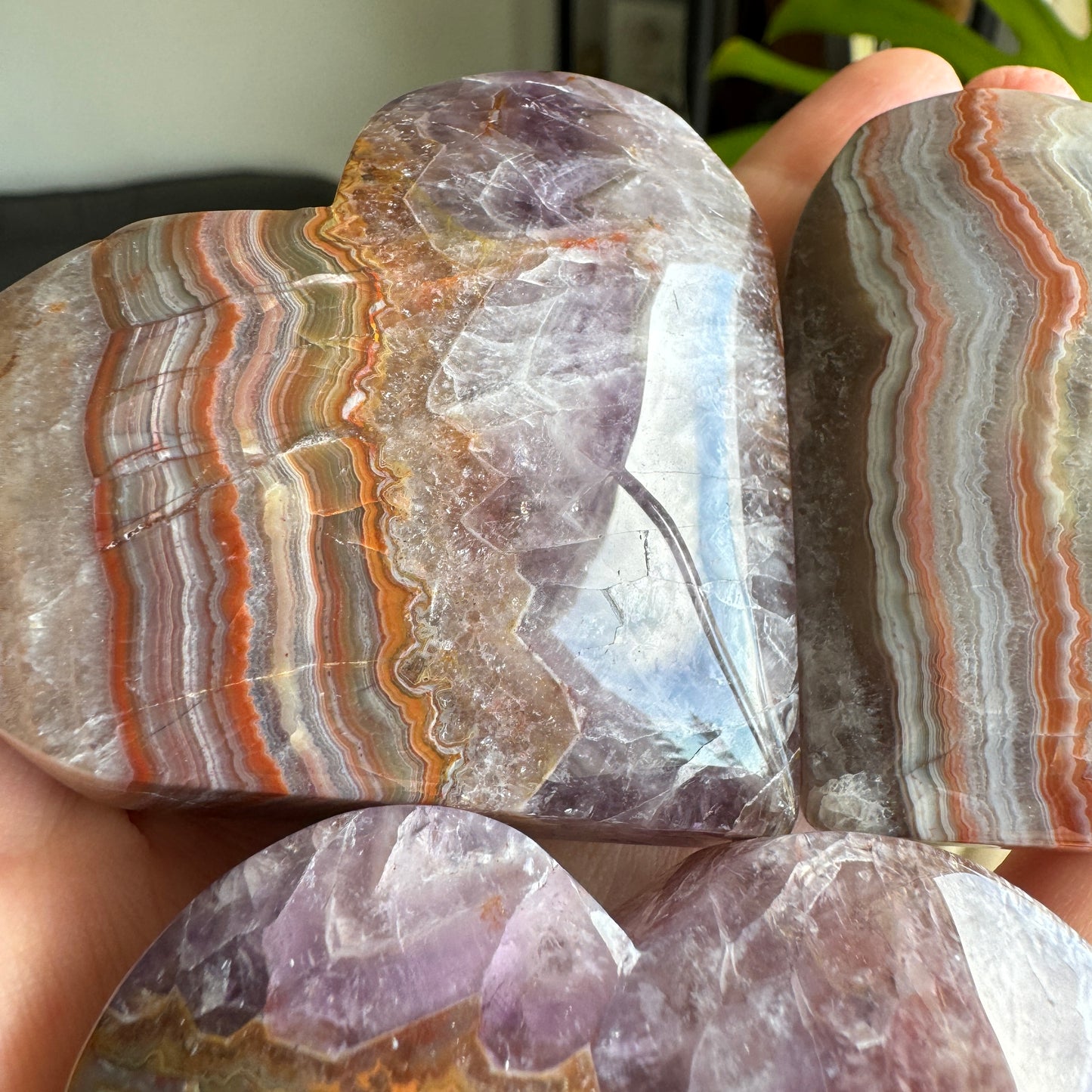 Mexican Amethyst Agate Hearts