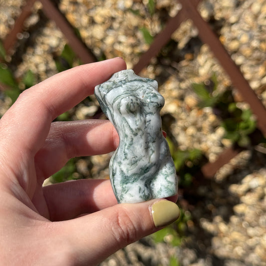 Moss Agate Female Body Carving