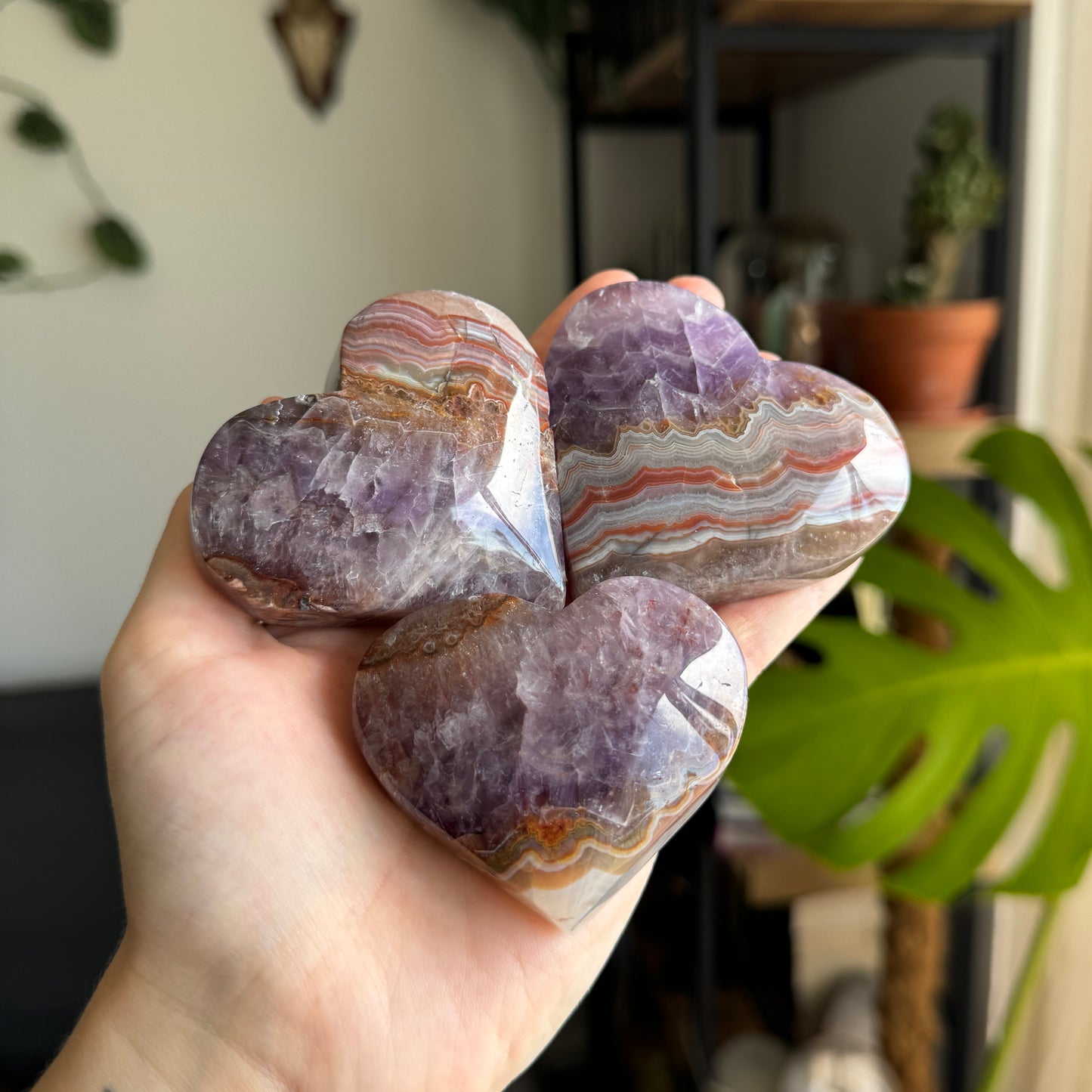 Mexican Amethyst Agate Hearts