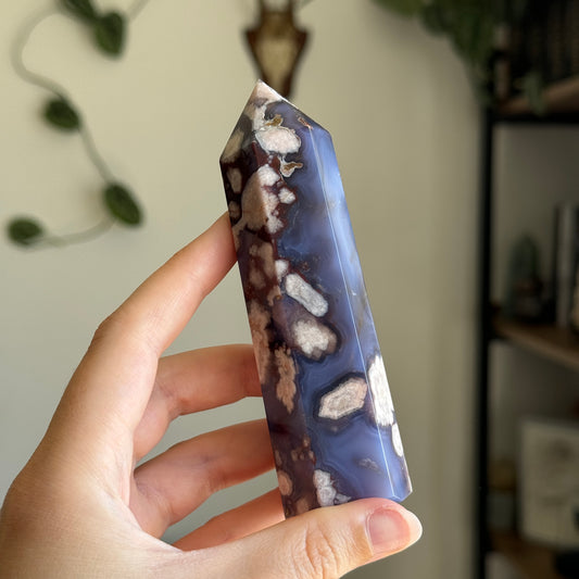 Blue Flower Agate Tower