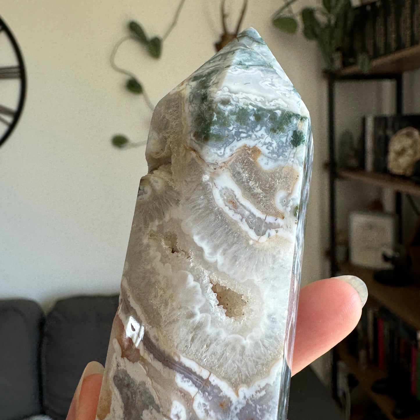 Pink Moss Agate Tower