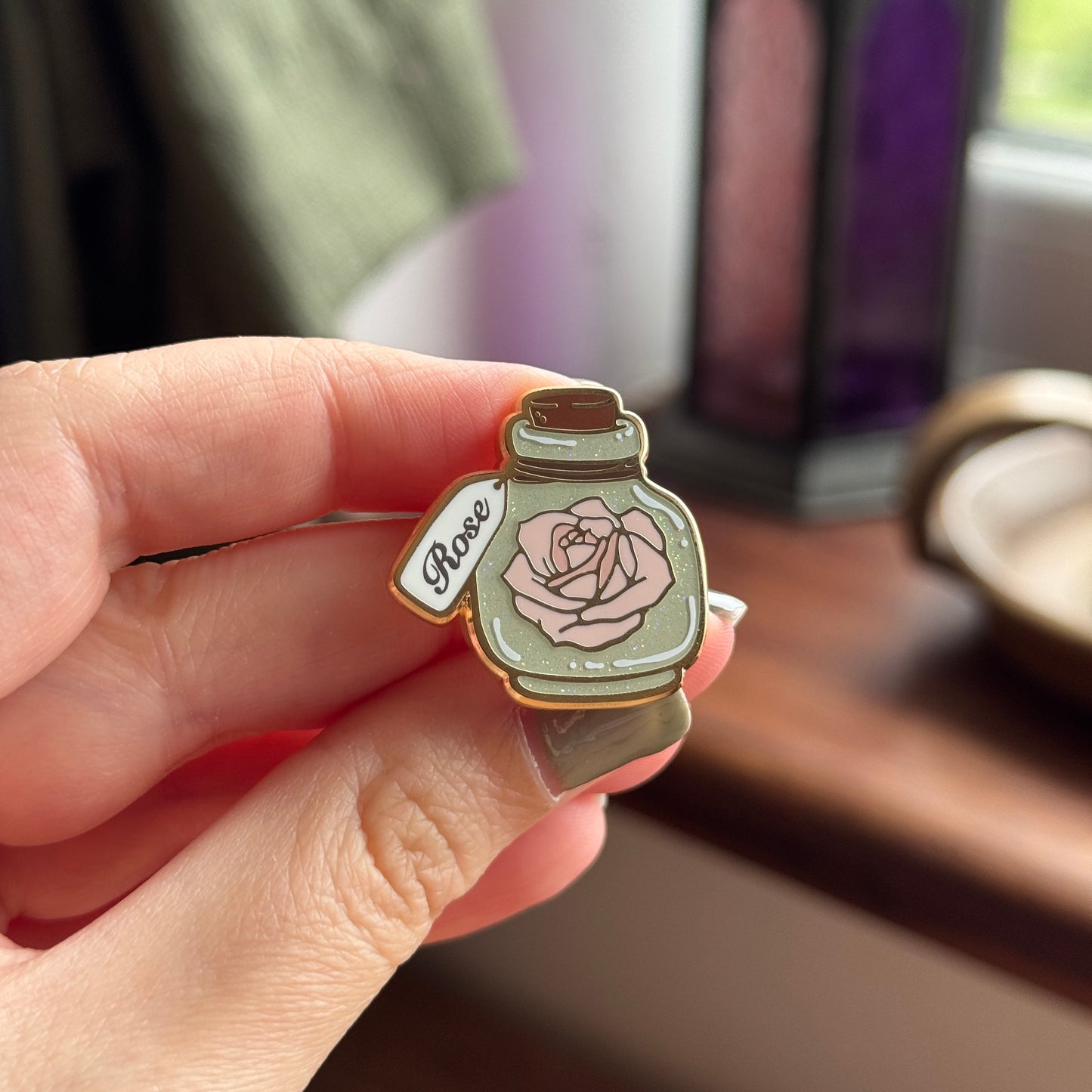 Rose Water Jar Enamel Pin