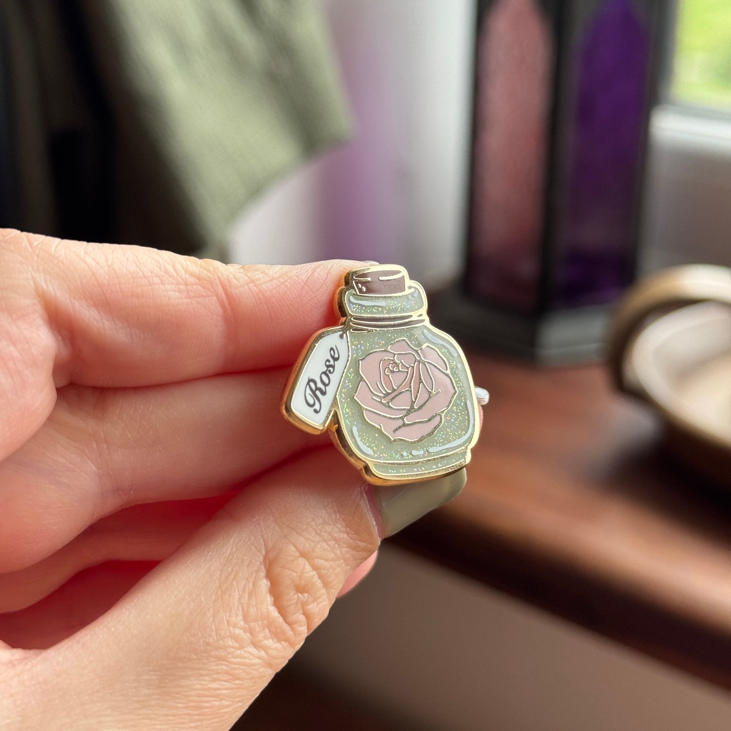 Rose Water Jar Enamel Pin