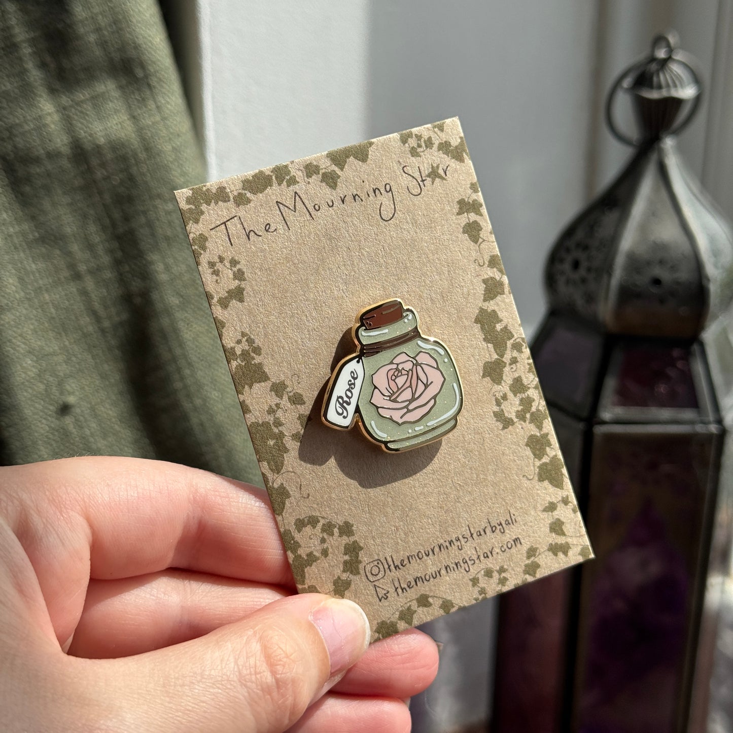 Rose Water Jar Enamel Pin