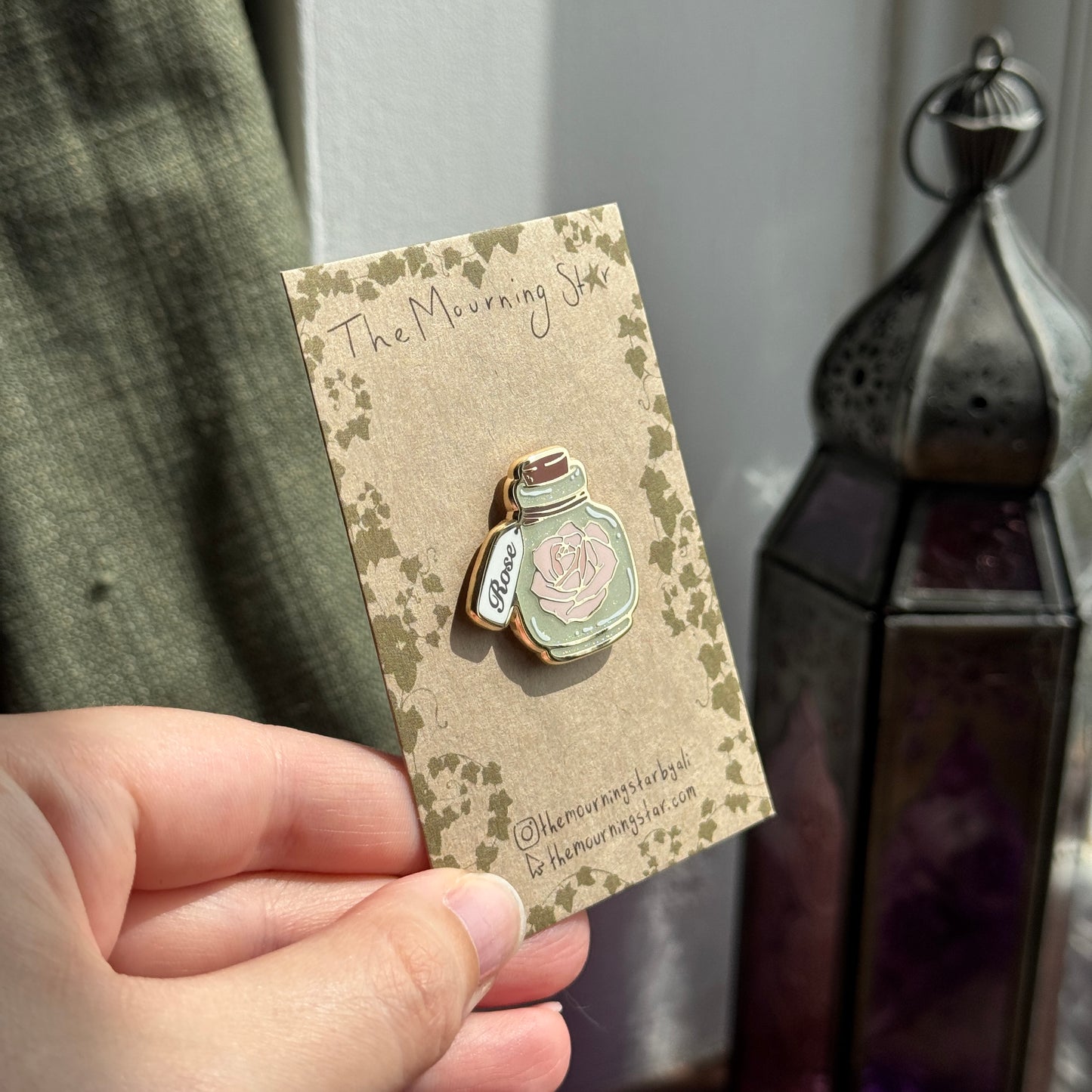 Rose Water Jar Enamel Pin