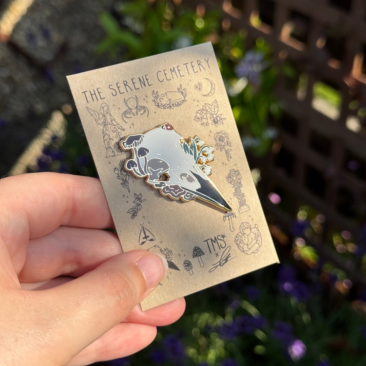 PRE ORDER Crow Skull Enamel Pin