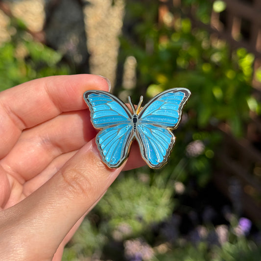 Blue Morpho Butterfly Enamel Pin