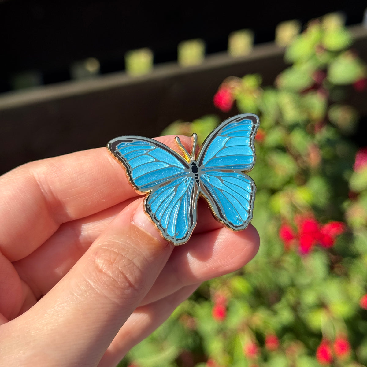 Blue Morpho Butterfly Enamel Pin