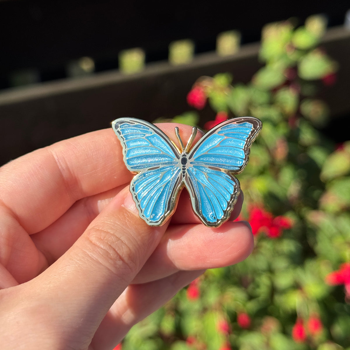 Blue Morpho Butterfly Enamel Pin