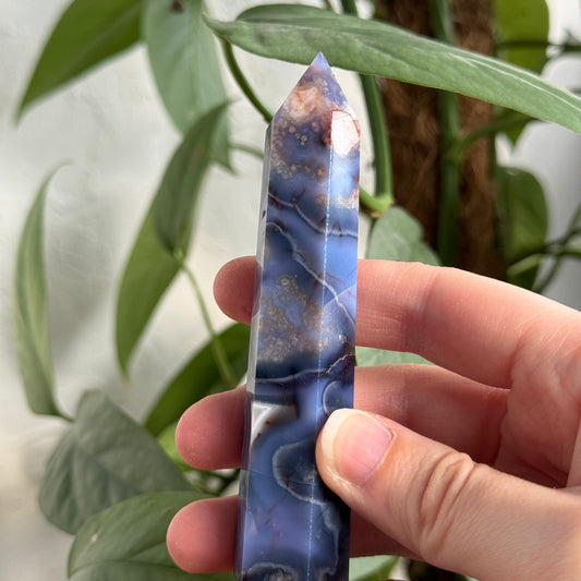 Blue Flower Agate Tower