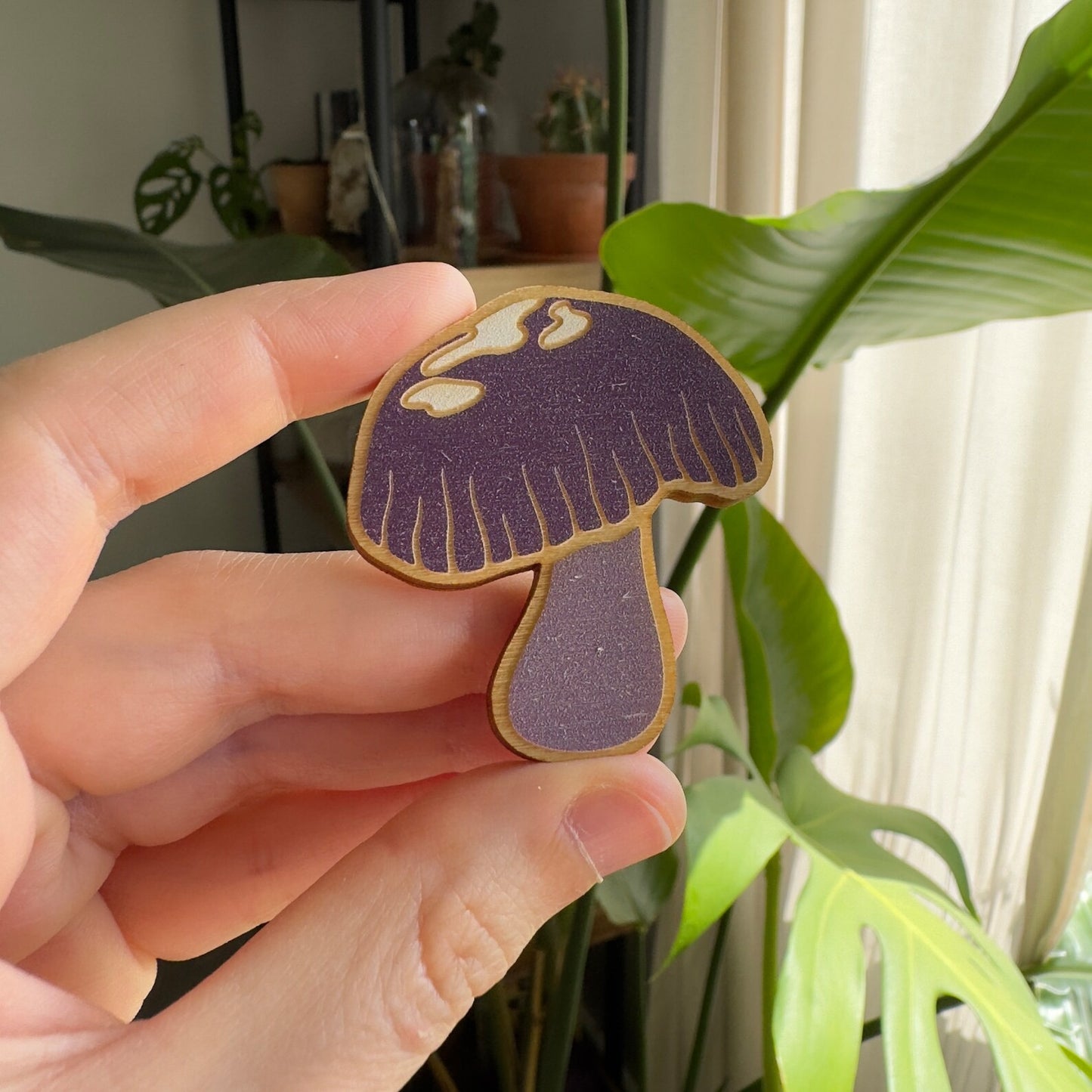 Purple Cortinarius Wooden Magnet