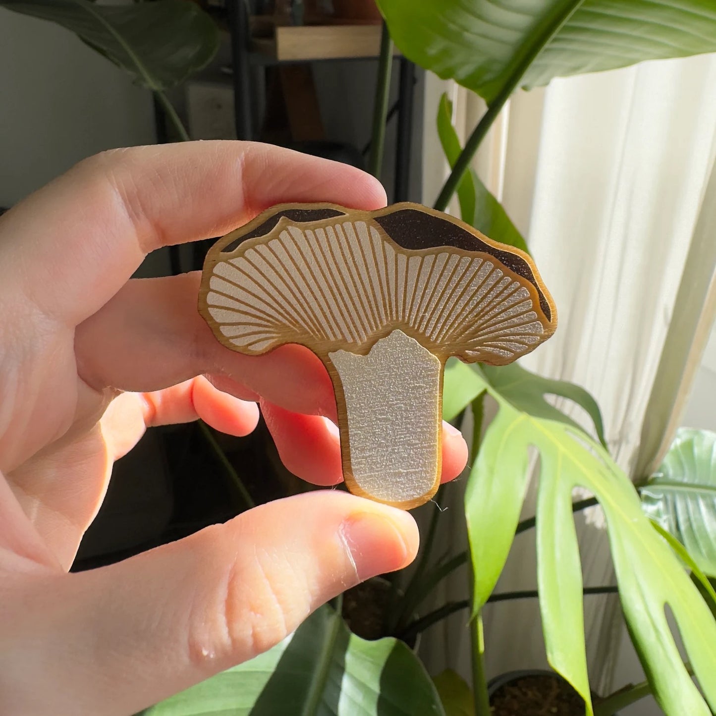 Oyster Mushroom Wooden Magnet