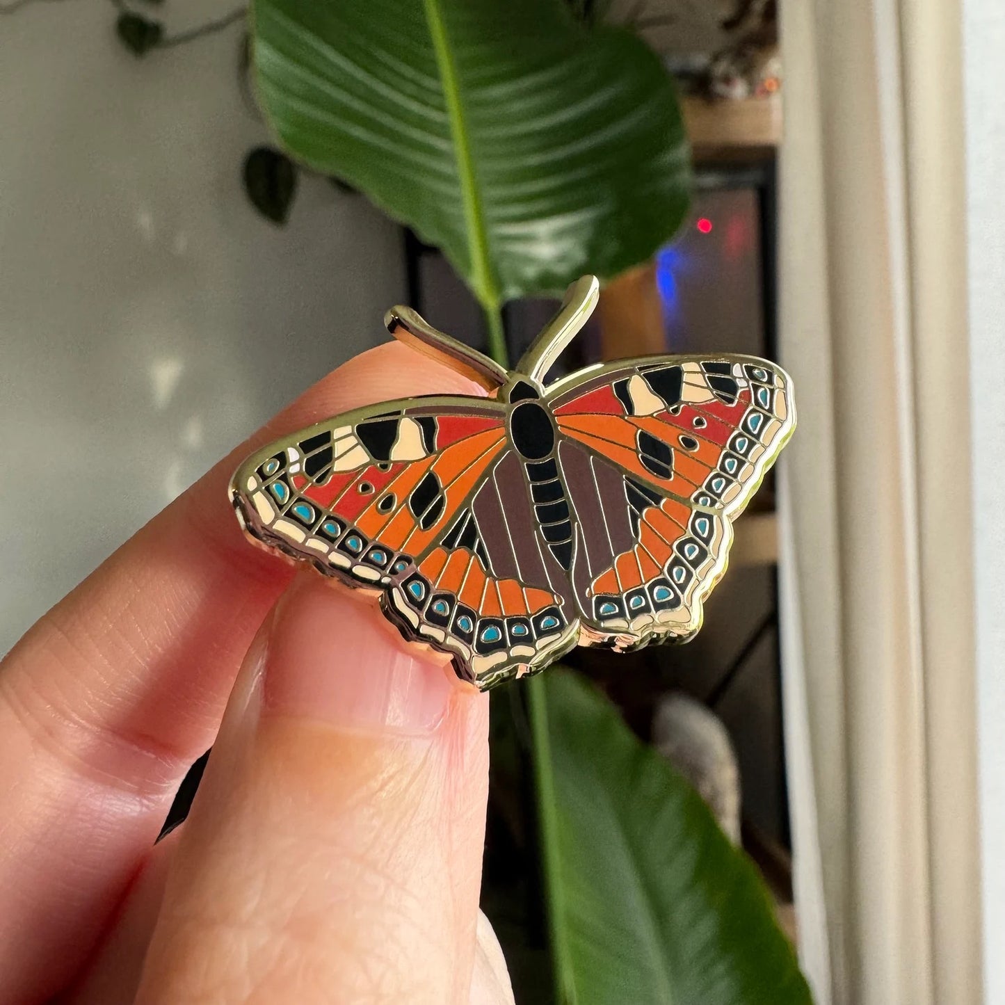 Small Tortoiseshell Butterfly Enamel Pin